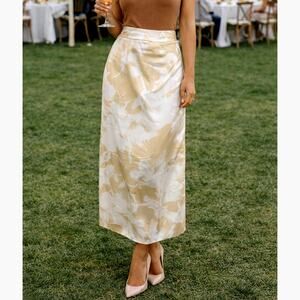 Socapri 100% Silk Maxi Skirt Brown White Floral size 46 Italian (10 us)